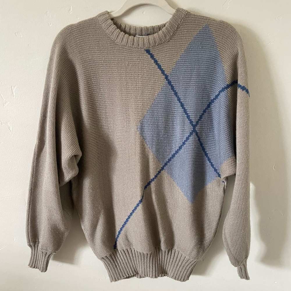 Vintage Union Bay Sweater - Tan & Blue